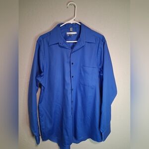 Geoffrey Beene Blue Dress Shirt Men’s Large 16 34/35 Long Sleeve Button Down EUC